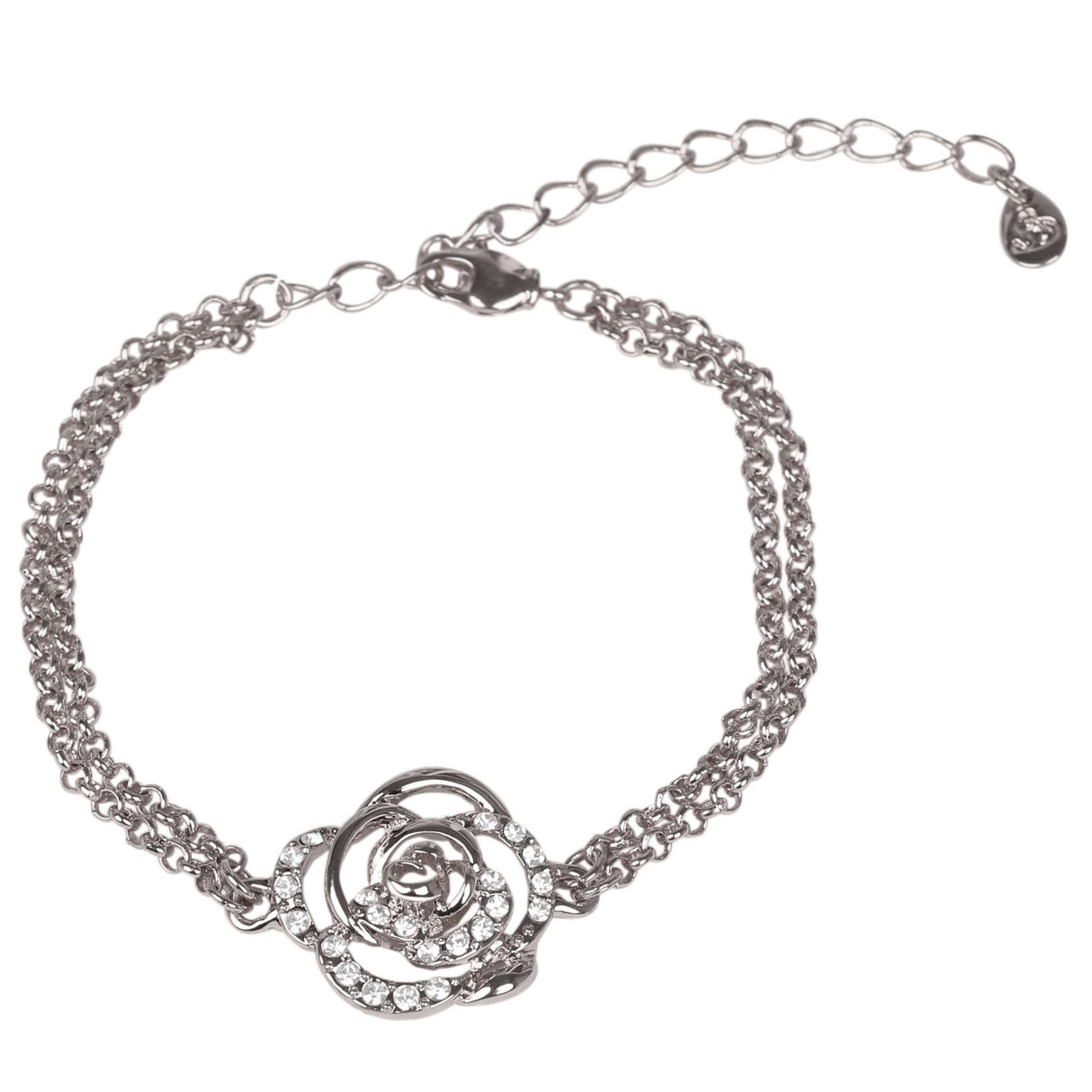 SD Design Diamond Rose Bracelet Silver