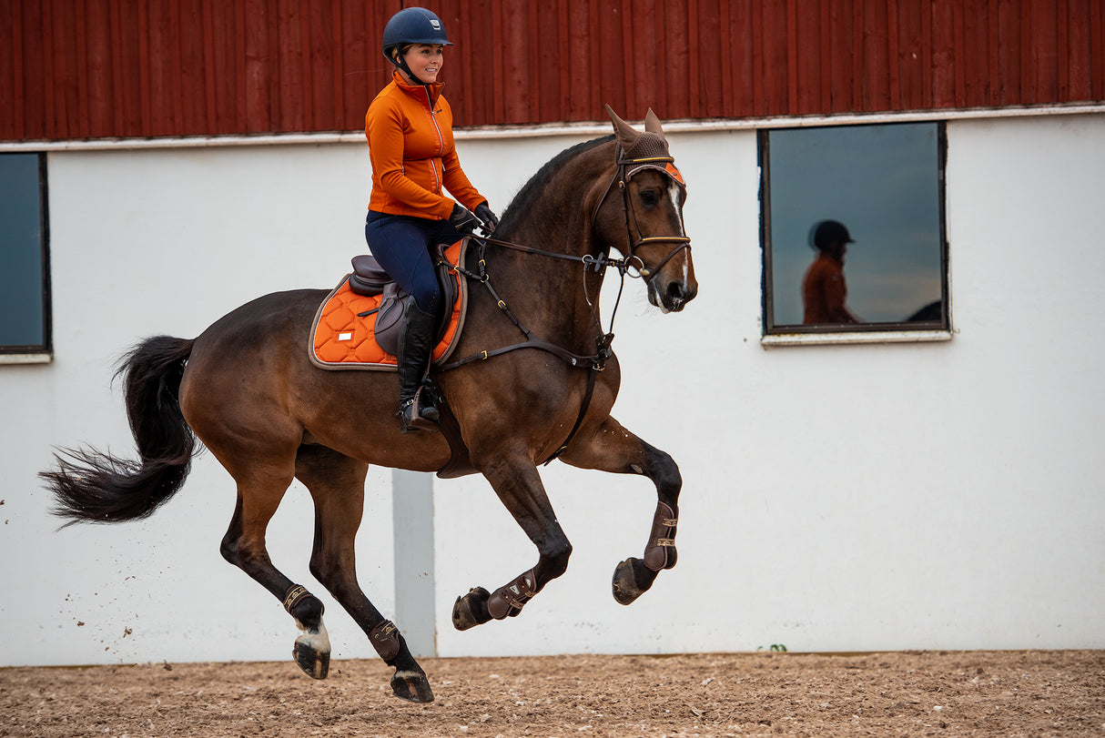 Equestrian Stockholm Ear Bonnet Brick Orange