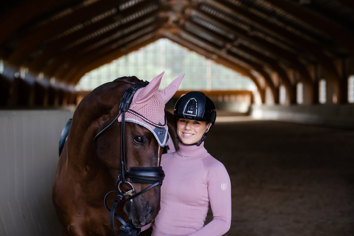 Equestrian Stockholm Ear Bonnet Pink Crystal