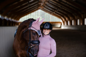 Equestrian Stockholm Ear Bonnet Pink Crystal