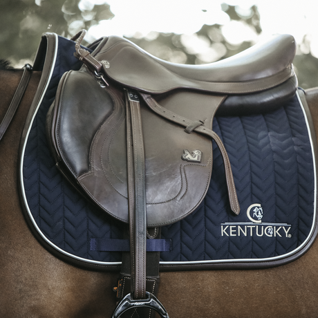 Kentucky Fishbone Leather Jump Saddle Pad Navy