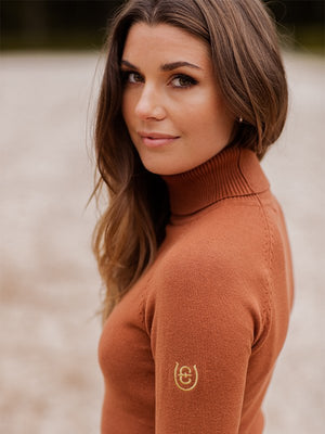 Equestrian Stockholm Knitted Polo Top Bronze Gold