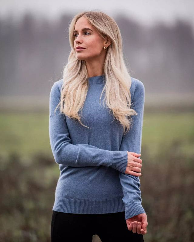 Fager Charlie Cashmere & Merino Wool Sweater Stone Blue