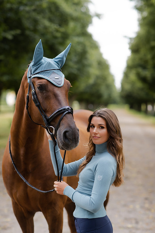 Equestrian Stockholm Ear Bonnet Steel Blue