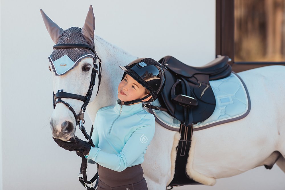 Equestrian Stockholm Ear Bonnet Ice Blue