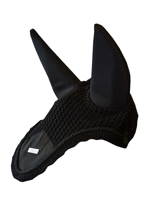 Equestrian Stockholm Padded Ear Bonnet Black Silver