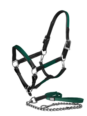 Equestrian Stockholm Leather Headcollar & Lead Sycamore Green