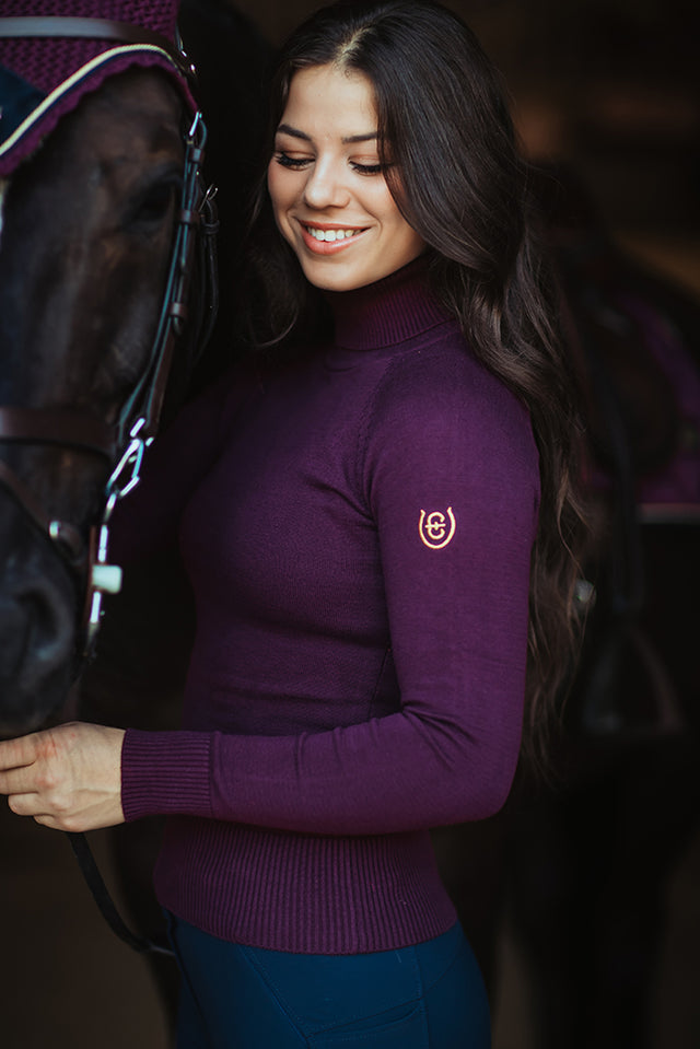 Equestrian Stockholm Knitted Top Purple Gold